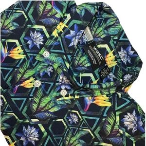 WESC Mens Hawaiian Shirt SmallOden Black Floral Geometric Polyester Womens Med